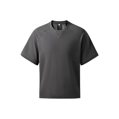 Hansca Свободный крой Универсальный Короткий рукав T-рубашки Мужские Темно-серый