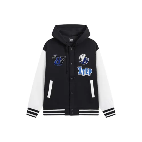 XTEP Бейсбольная куртка Мужская Глубокий черный Good White