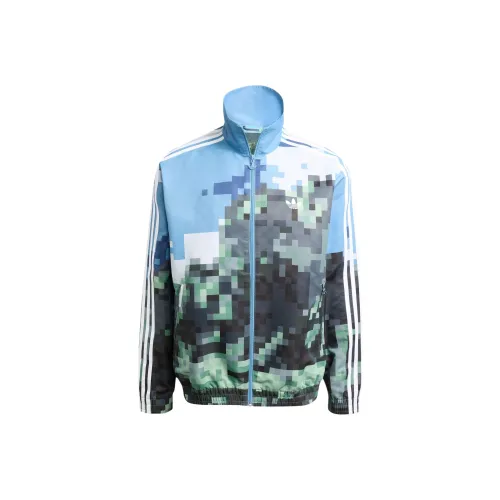 Adidas Originals X Minecraft Топ SS25 Куртка Унисекс Туманный Синий Мистик Желтый Трибаль Зеленый