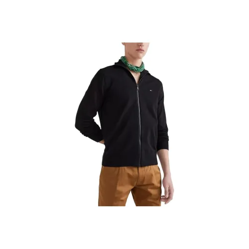 Tommy Hilfiger 1985 Твердый Свитер с Молнией Свитера Черные Куртки и Пальто Мужские Черные