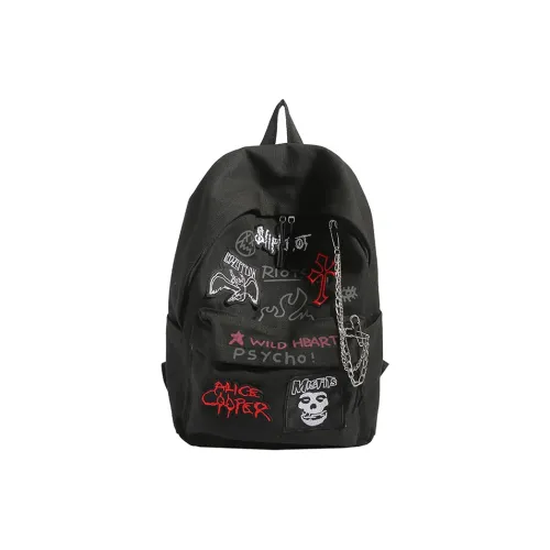 HCXK Холст Рюкзак Унисекс Черный Бургунди