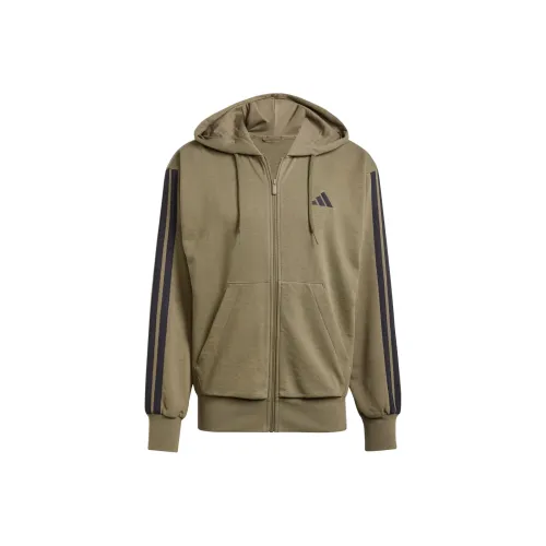 Adidas Sportswear ESSENTIALS FW24 3 Stripes French Terry Куртки и Пальто Мужской Оливковый Черный