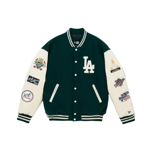 New Era Бейсбольная куртка Унисекс Белый Зеленый