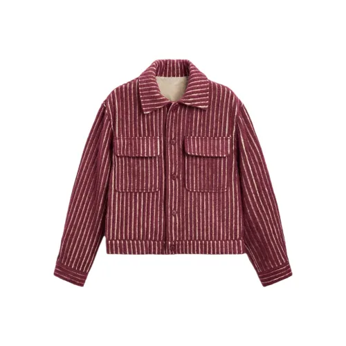 ZARA Куртки и Пальто Мужской Малиновый