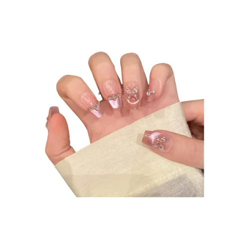 Yun Yue Joe Розовая усадьба Розовый Французский Hydrating False Nail Короткий LADDER Розовый Градиентный Coquette 20mm