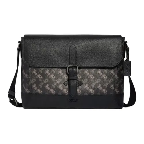 COACH Hudson Холст и Кожа Сумка через плечо Сумка для доставки Большая Мужская Черная Коричневая Многоцветная