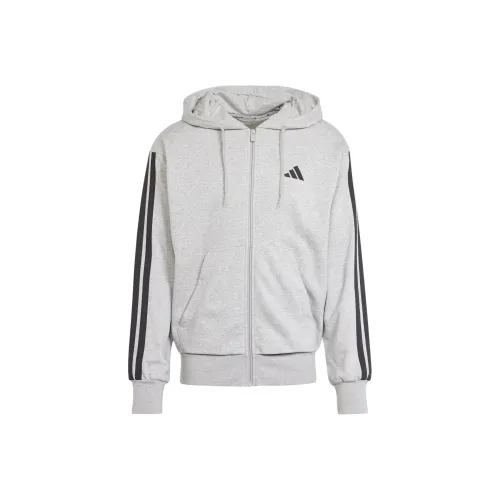 Adidas Sportswear ESSENTIALS FW24 3 Stripes French Terry Куртки и Пальто Мужской Средний Серый Черный