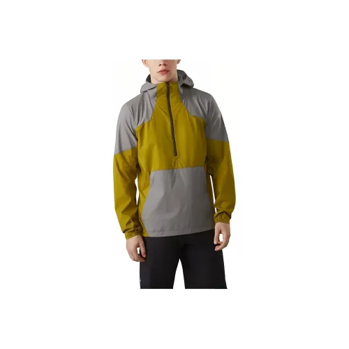 Arcteryx Stowe Windshell Мужское пальто унисекс серо-желтого цвета