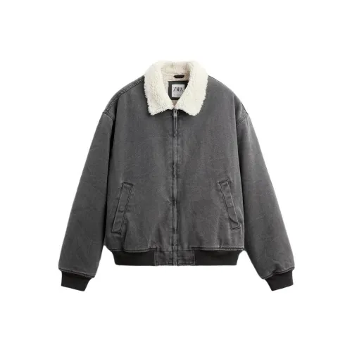 ZARA Зебра с принтом, серый, мужские куртки