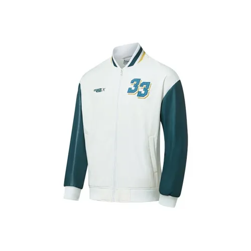 QIAODAN Бейсбольная куртка Мужская Белый Темно-синий