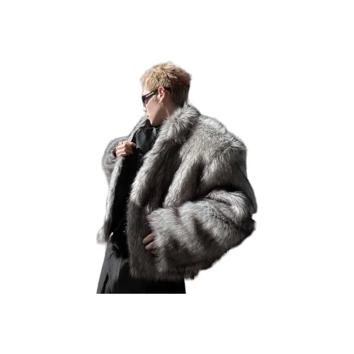 JUNGLE PANDA Бархат Feel Пальто Унисекс Мех Серый