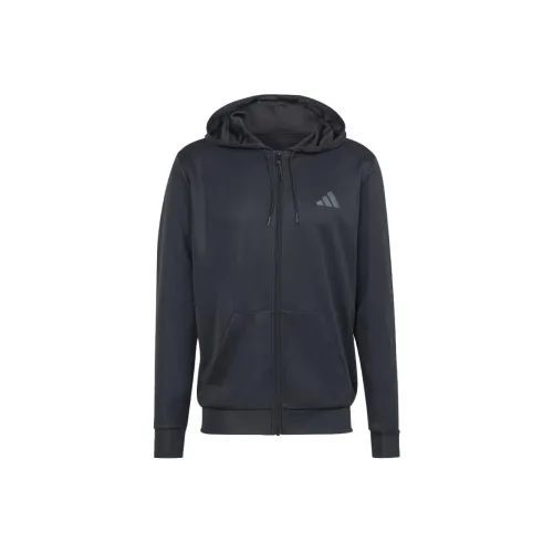 Adidas Хвост платья Essentials Seasonal Full Zip Hoodie Куртки Пальто Мужской Черный