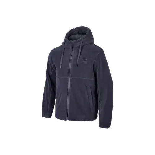 Skechers Basic Sports Series Outlets Бархат Feel Пальто Мужской Ink Серый