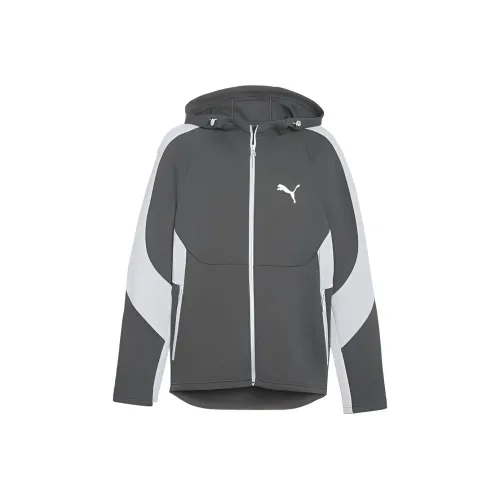 PUMA Ветровка с капюшоном EVOSTRIPE Куртка Мужская Серого цвета