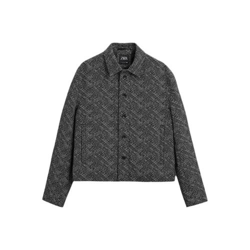 ZARA Куртки и Пальто Мужской Черный Белый
