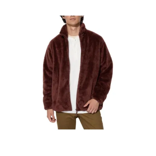 UNIQLO Бархат Feel Пальто Унисекс Темно-красный