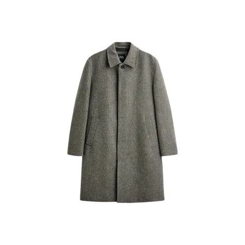 ZARA Зебра с принтом, коричневый, мужской, пальто