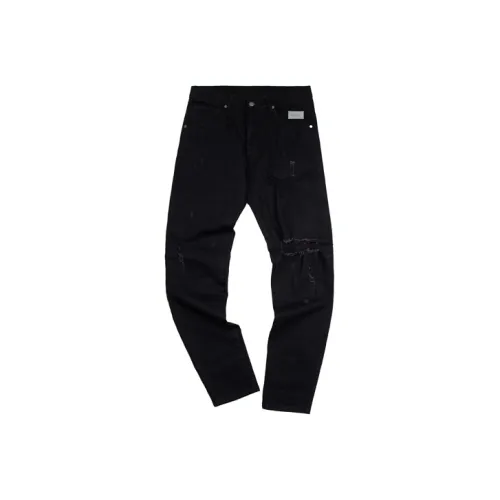 GAONCREW Прямой крой Брюки Джинсы Унисекс Черный