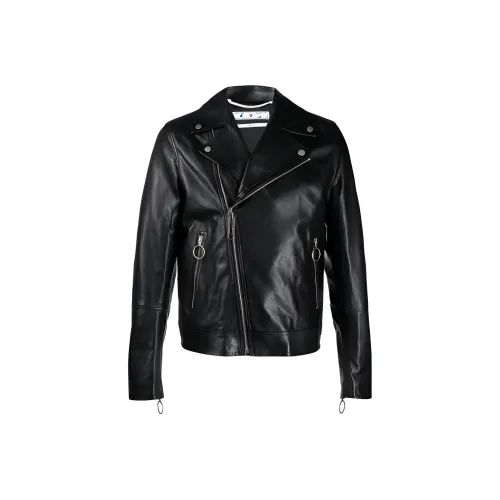 Off Белый SS21 Черный Мужские Кожаные Куртки
