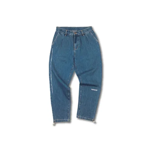 GAONCREW Штаны с манжетами Джинсы Унисекс Темно-синий