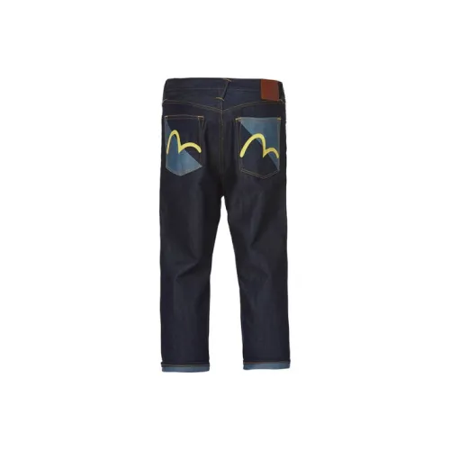 EVISU Прямой крой Джинсы Мужские Джинсовый синий