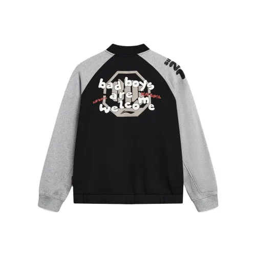 LINING Badfive Бейсбольная куртка Мужская Черная с меланжевым серым