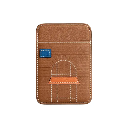 HERMES MagSafe Swift Телячья кожа Держатель для карт Унисекс Золото Французский синий Апельсин