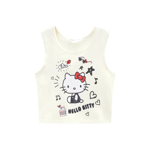 GUKOO x Hello Kitty Sanrio series Майка Женская Жемчужно-белая