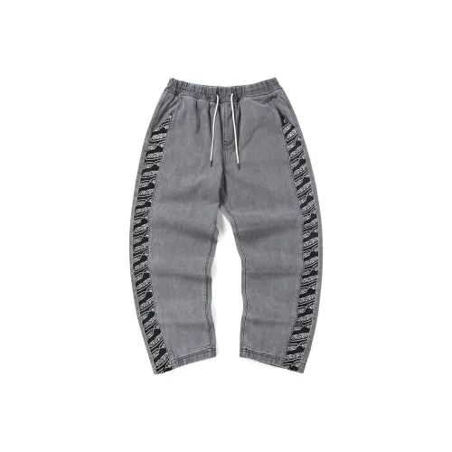 XXGOGO Прямой крой Брюки Джинсы Унисекс Серый