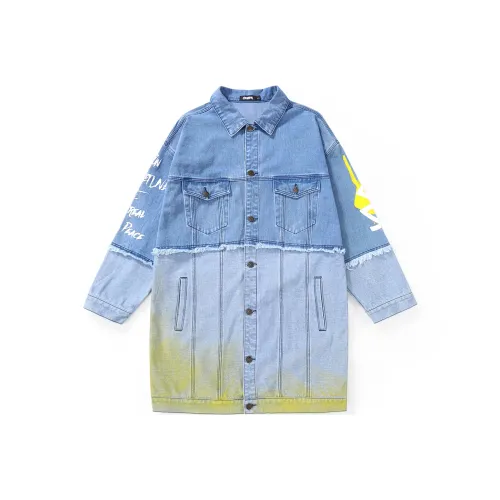 GENANX Тренчкот Унисекс Джинсовый Синий