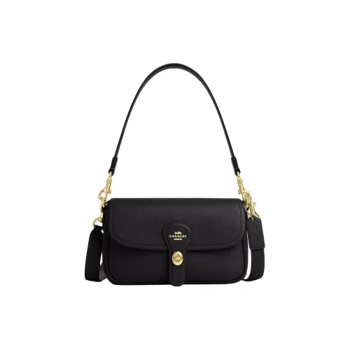 COACH Коровья кожа Сумка через плечо Средняя Женская Черная