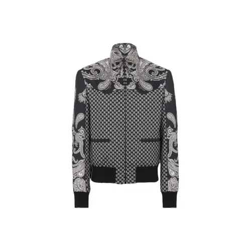 BALMAIN MINI MONOGRAM И Paisley Bomber Куртка Куртки Пальто Мужской Черный