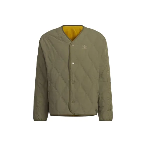 Adidas Originals Хлопковый пуховик унисекс многослойный оливково-зеленый