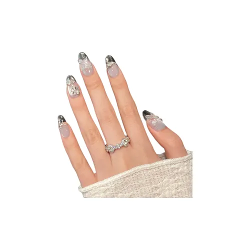 Yun Yue Joe Сон бабочки Blue Sea Весенне-летний Ледяная прозрачность False Nail Овал Синий Градиентный Coquette