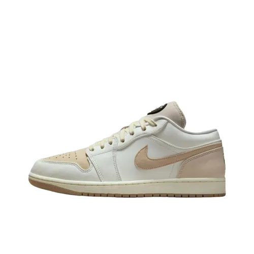 Jordan Air Jordan 1 Винтажные баскетбольные кроссовки Low Топ Белый-коричневый Мужской