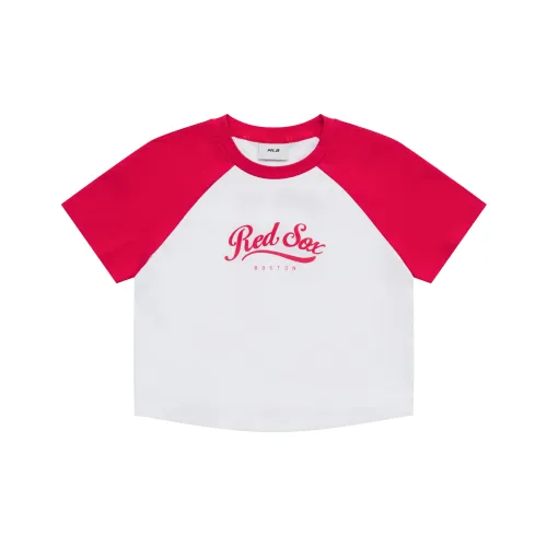 MLB Preppy Style Collection Boston Red Sox SS25 Реглан с коротким рукавом T-рубашка Женская Красная