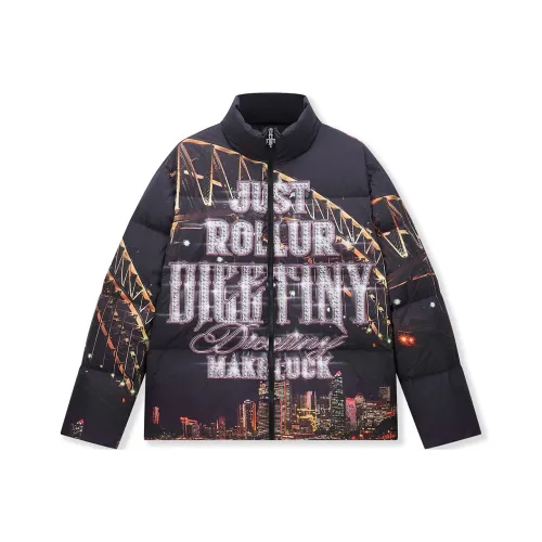 DICETINY Пуховик Унисекс Блестящий Черный