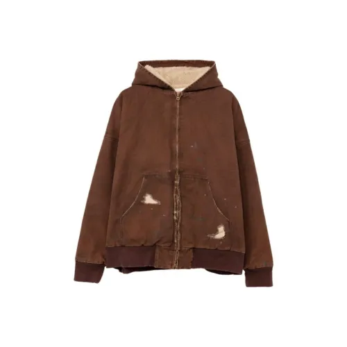 MIHARA YASUHIRO Boro Zip С капюшоном Куртка Куртки Пальто Мужской Коричневый