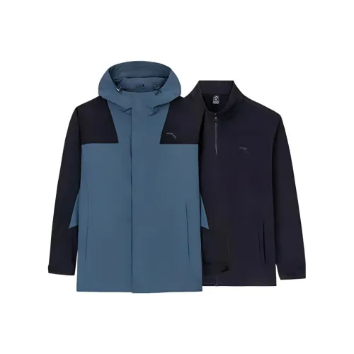 ANTA Variety Тренировки Коллекция Теплоизоляционный Водонепроницаемый Ветровка Мужской Основной черный Кит Fin Синий