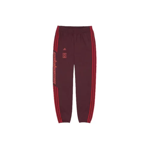 Adidas Originals Trefoil Yeezy Calabasas Track Pants Burgundy Knit Training Pants Men's Chestnut
