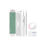 [Ультра-острая нижняя заколка с диагональными щипцами + Ультра-острая игла] + Маленькое зеркальце + Спиртовые ватные палочки + [Набор из 4 штук]