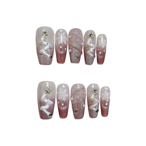 Gentle Welcome Ручной Ледяной Прозрачный Сладкий Стиль False Nail Трапециоид Розовый Смудж Французский