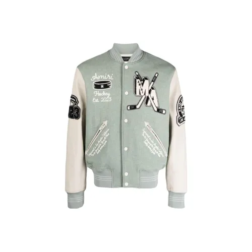 AMIRI Бейсбольная куртка Мужская Серого цвета