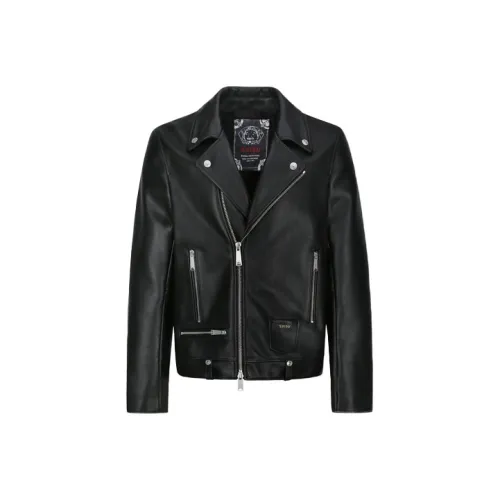 EVISU Черные Мужские Кожаные Куртки