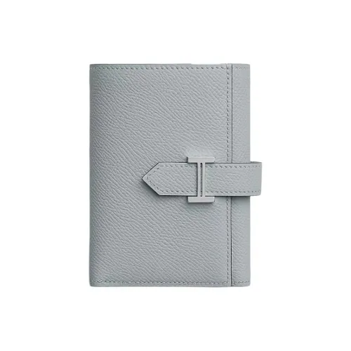 HERMES Bearn Epsom Телячья кожа Кошелек Женские 8U BLEU Ледниково-голубой