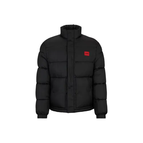 Hugo Boss Водонепроницаемая пуховая куртка с красным логотипом и значком мужская черная