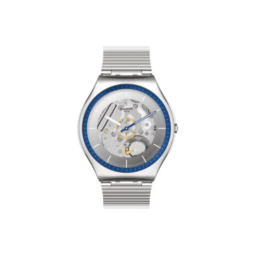 Swatch Quartz Механизм Унисекс Часы 47 мм Черепный циферблат Нержавеющая сталь Корпус Нержавеющая сталь Ремешок
