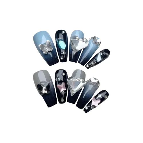 Gentle Welcome Ручной Осенний Зимний False Nail Трапециоидный Синий Черный Стиль Смудж Instagram