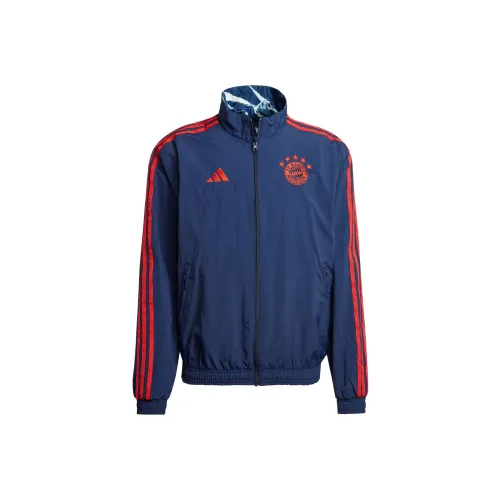 Adidas BayernFC Bayern FC Bayern Anthem Куртка Спортивный ретро стиль Воротник-стойка Куртки Мужской Темный индиго
