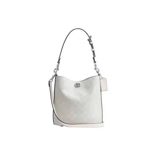 COACH Willow Искусственная кожа Ведрообразная сумка Сумка через плечо Маленькая Женская Мел Белый